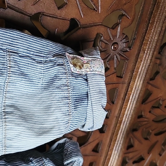 Osh Kosh B'Gosh Hickory Stripe/Floral Overalls - Picture 3 of 5